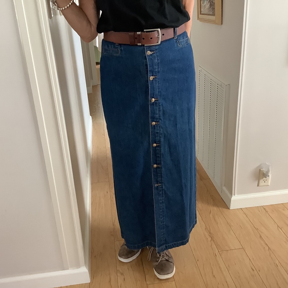 White Stagg Maxi Jean Skirt Size 14